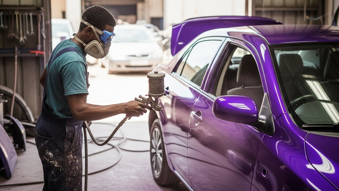 car spray painting bodyshop garage